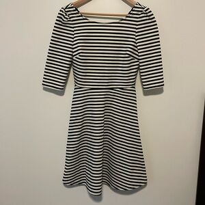 Pixley dress - medium - boatneck, A-line, 3/4 sleeve, black & white